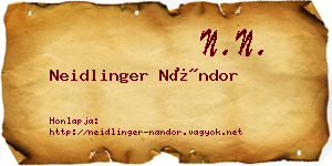 Neidlinger Nándor névjegykártya